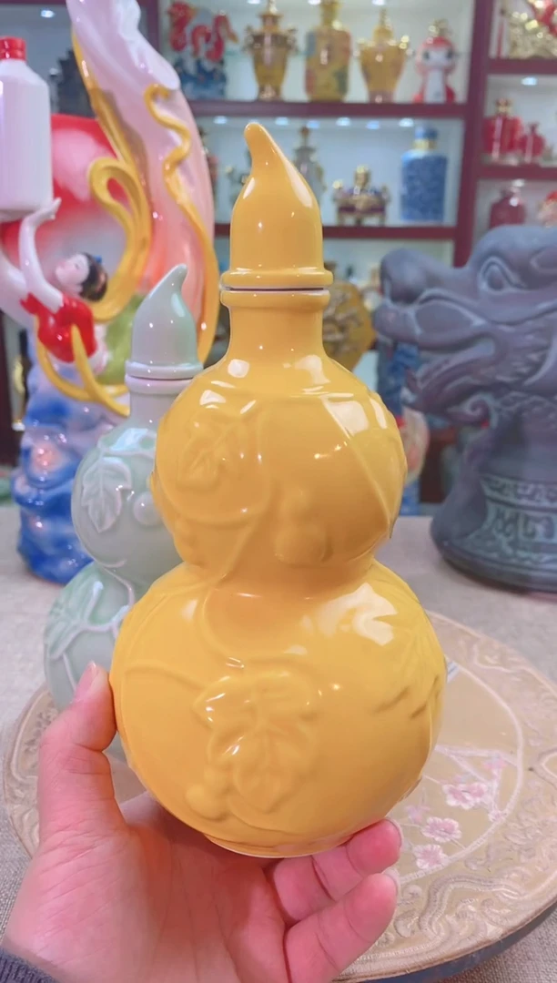 【闪购商品】摆件景德镇垚晶陶瓷1斤葫芦黄