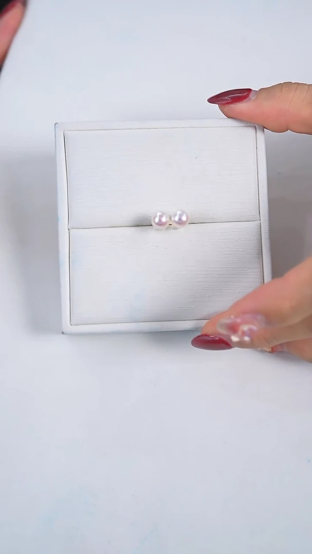 【闪购商品】海水珍珠耳饰18K金镶嵌akoya海水珍珠耳饰6.5-7