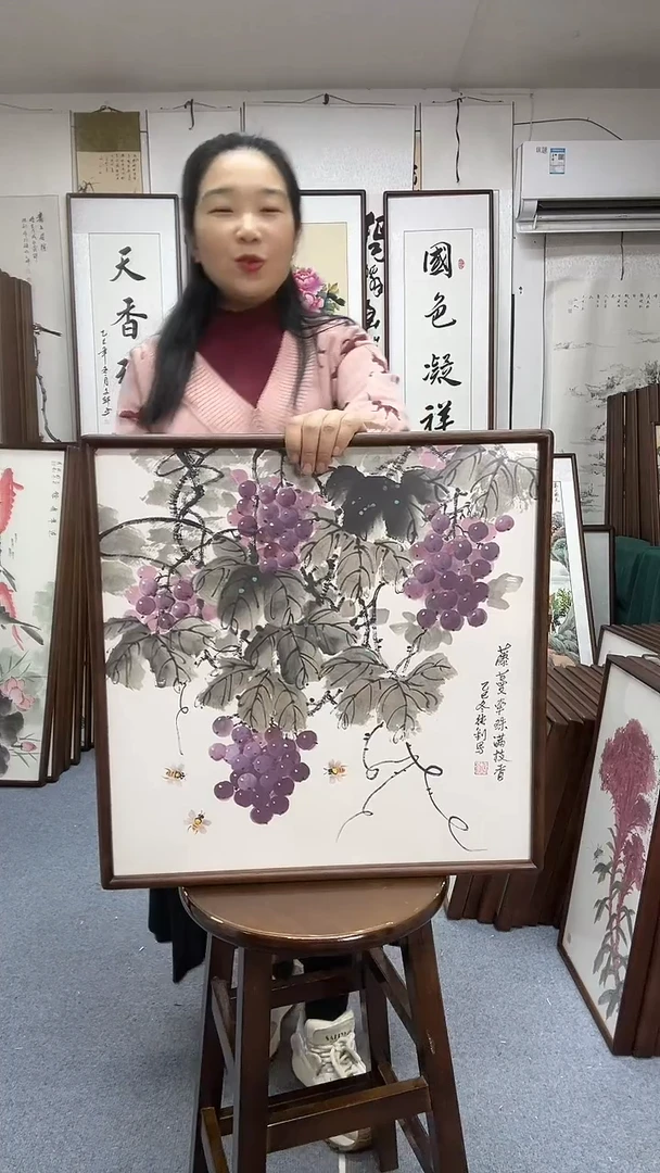国画尺寸52*52实木画框京东包邮手绘