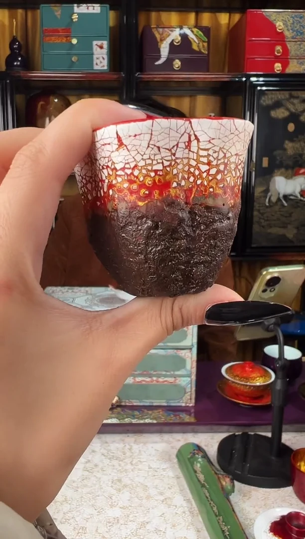 姹寂风花瓣杯-太古大漆