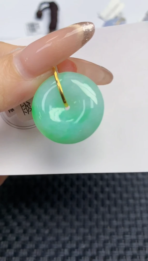 颈饰18K金镶嵌翡翠天然缅甸A货翡翠百元以上9元证书费自理