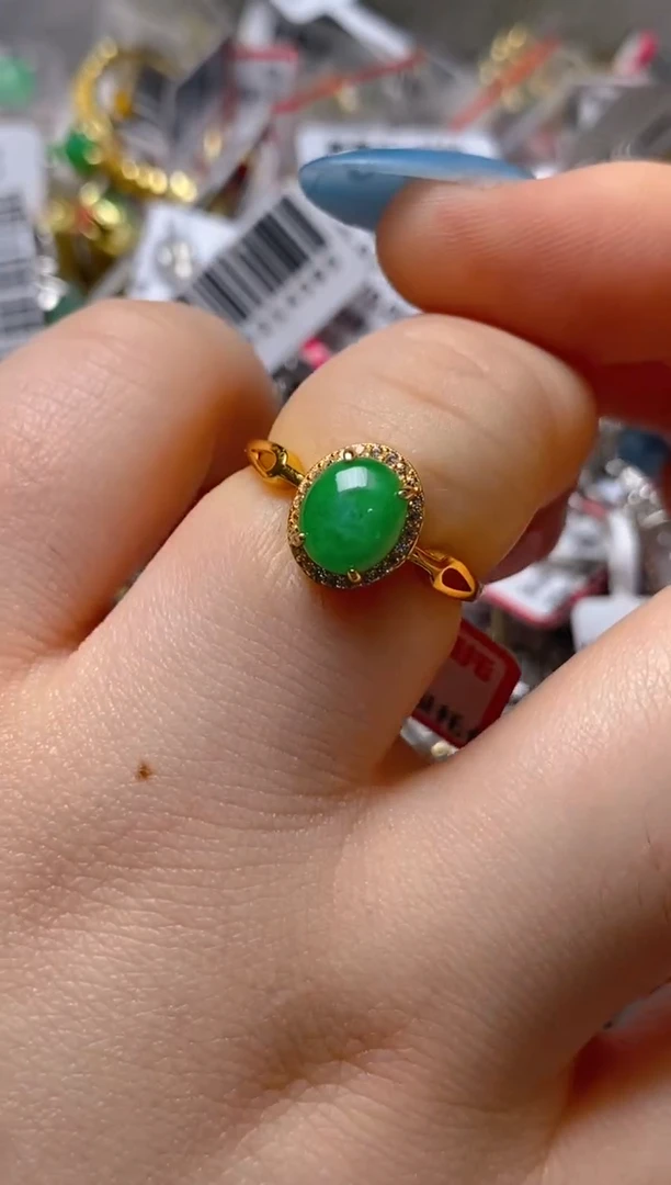 银S925镶嵌戒指翡翠百内无证书