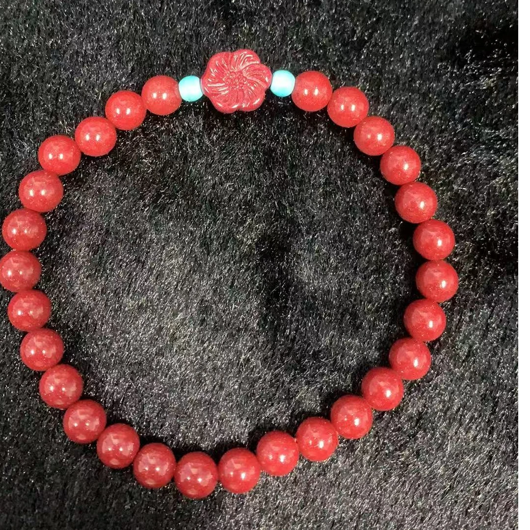 含辰砂工艺品紫砂小花花手串6mmzs1041