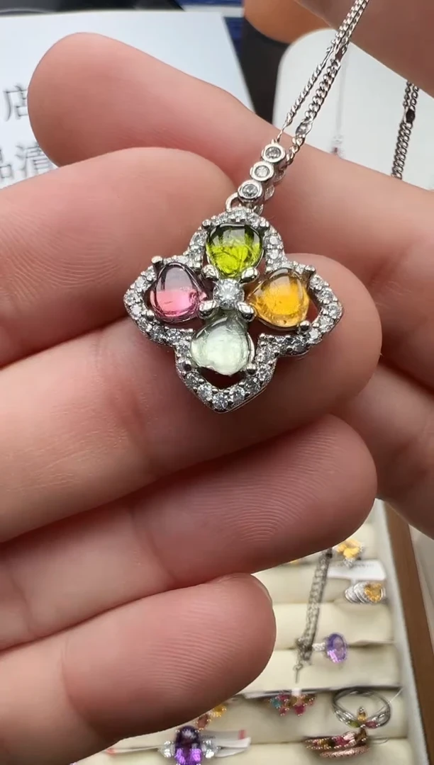 颈饰银S925镶嵌碧玺12