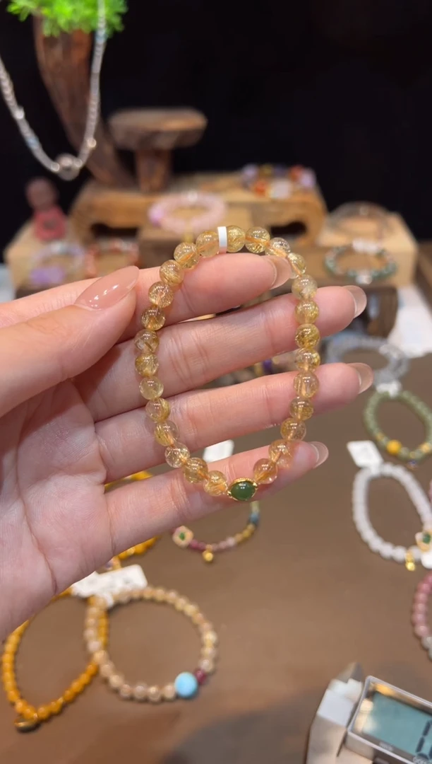 水晶手链18K金镶嵌手饰@@E6337