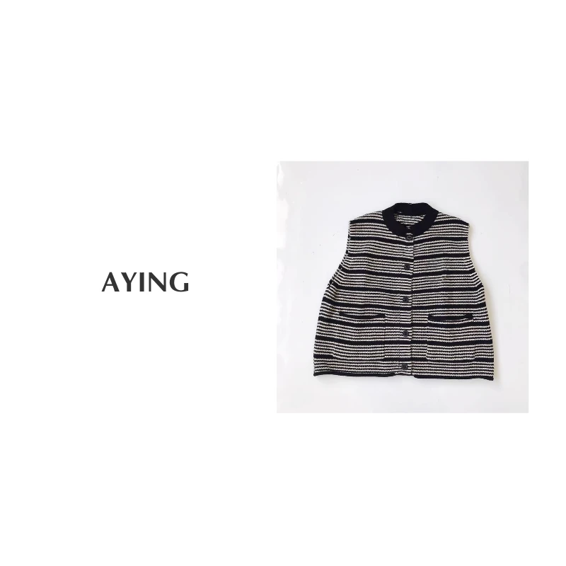 AYING  女士  日系粗针双口袋运动休闲针织马甲