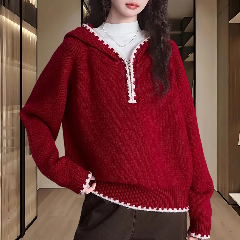 新款时尚洋气百搭女装毛针织衫秋冬宽松显瘦毛衣百搭套头打底上衣