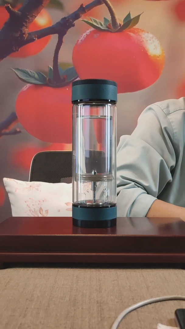 高硼硅玻璃茶隔款旋转茶水分离玻璃杯2088绿色