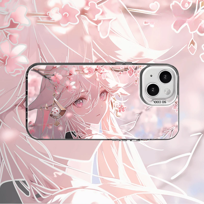 原神八重神子彩银适用苹果华为VIVO小米OPPO动漫个性彩银手机壳