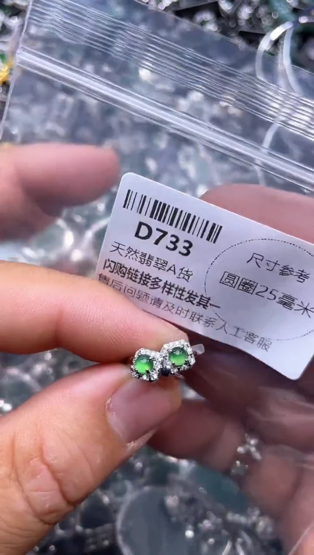 【闪购商品】翡翠颈饰未镶嵌D733耳扣