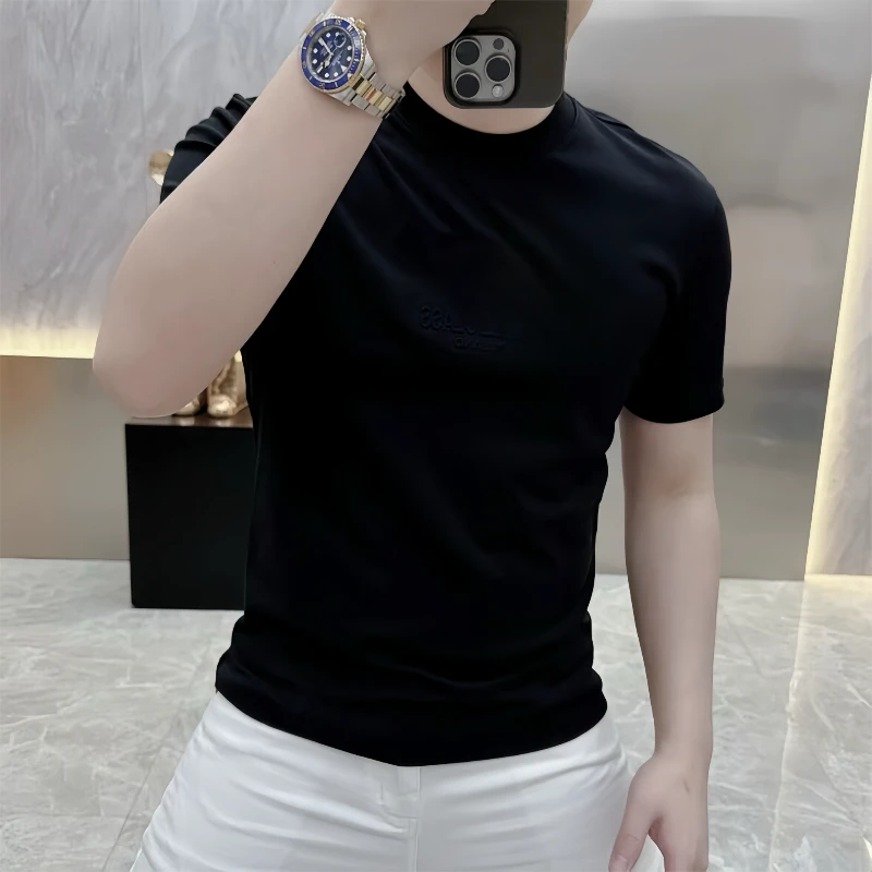 春夏新款男士棉质短袖夏季衣服T恤微宽松潮流时尚潮男上衣打底衫