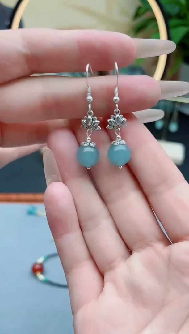 玛瑙/玉髓耳饰银S925镶嵌01