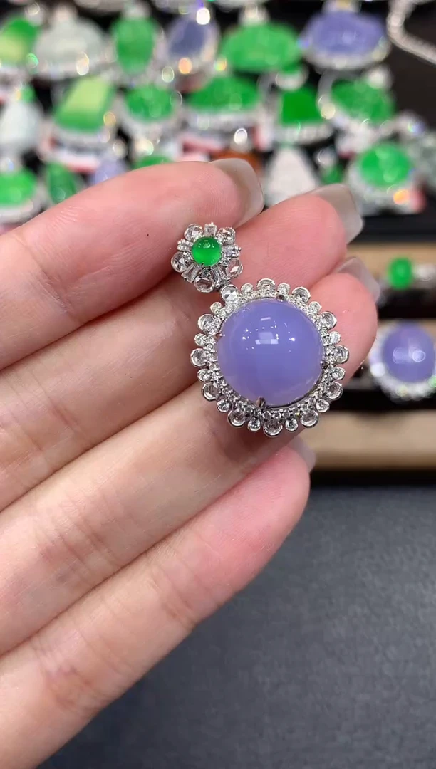 吊坠(不含链)18K金镶嵌翡翠A118 紫货有一定色差