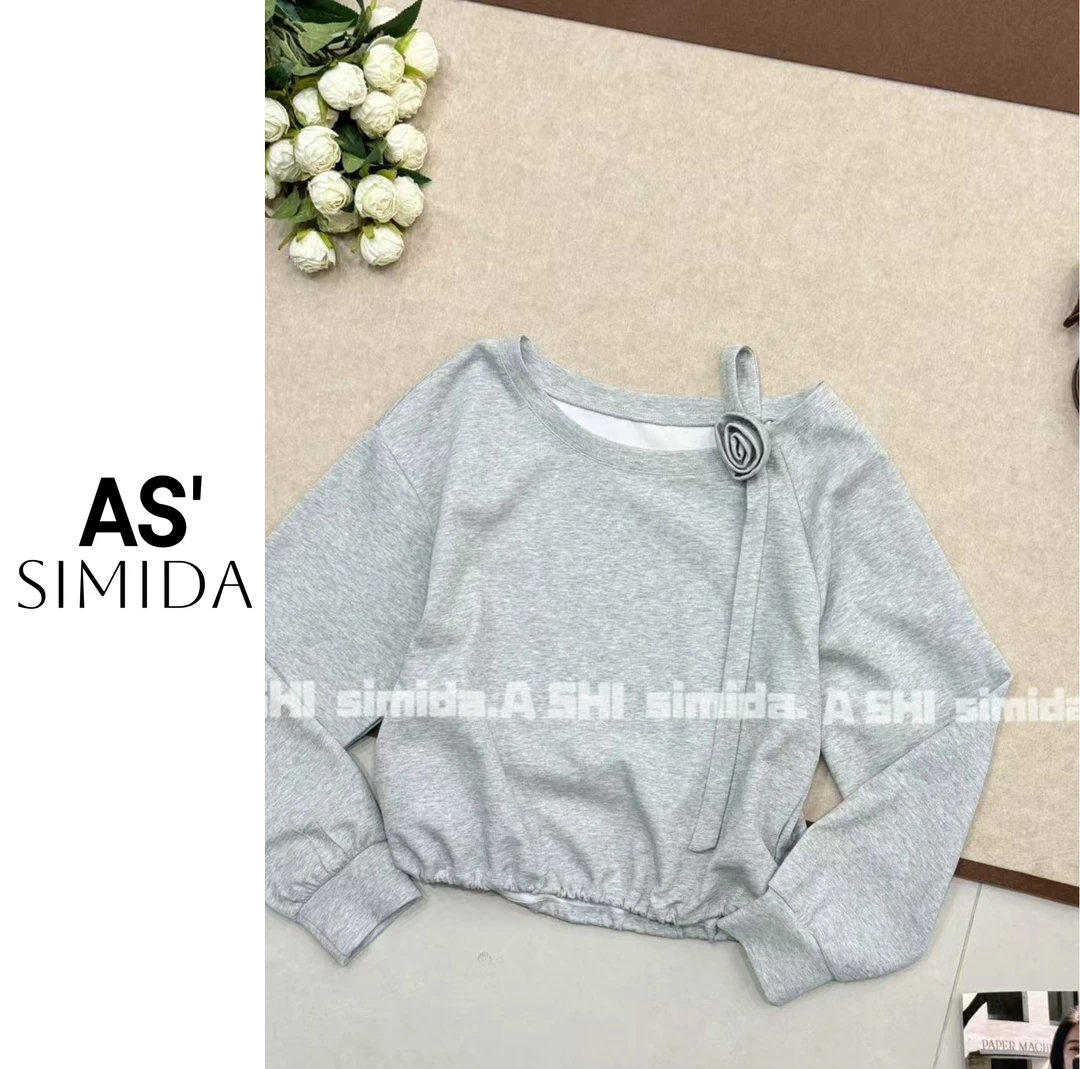 SIMIDA诗觅   韩系斜肩吊带设计款卫衣