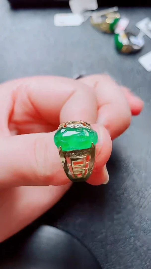 银S925镶嵌戒指翡翠翡翠