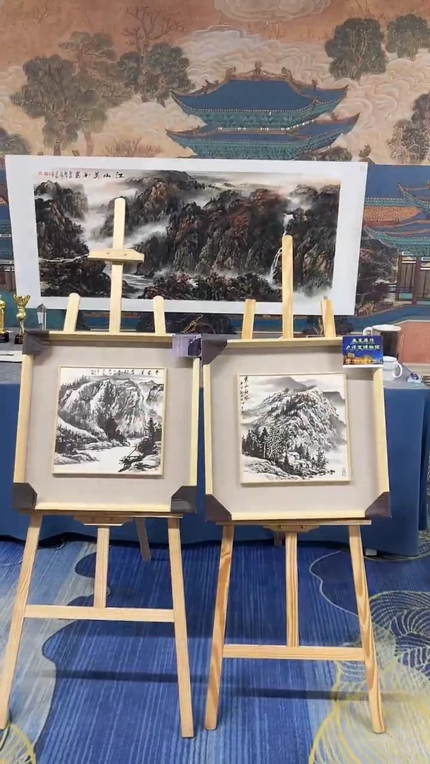 国画罗学献-1平尺-山水-带框-随机一个