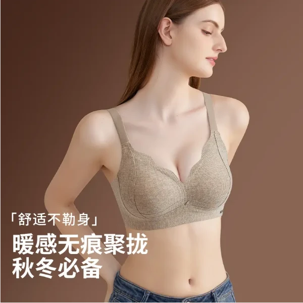 【买一送一】10A秋冬轻暖绒螺纹舒适小胸聚拢内衣收副乳防下垂文胸