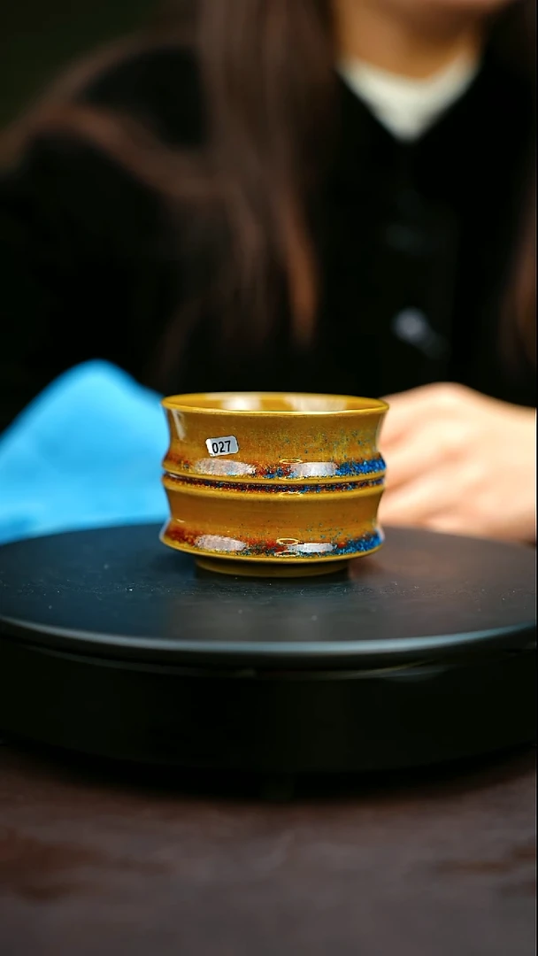 027#原矿钧瓷炉钧釉竹节杯