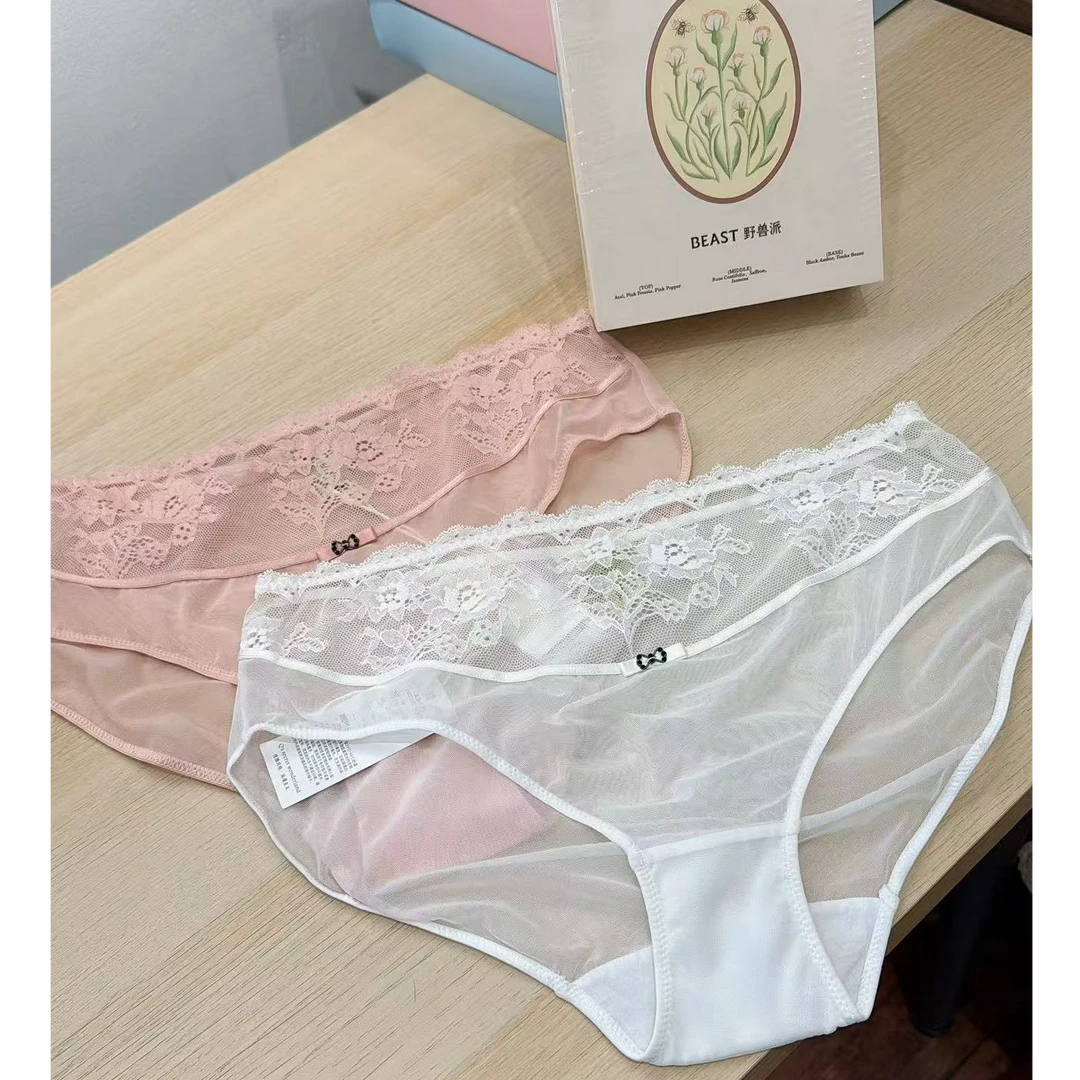 【MY.Studio】【睫毛蕾丝】蕾丝性感中高腰内裤K2212C
