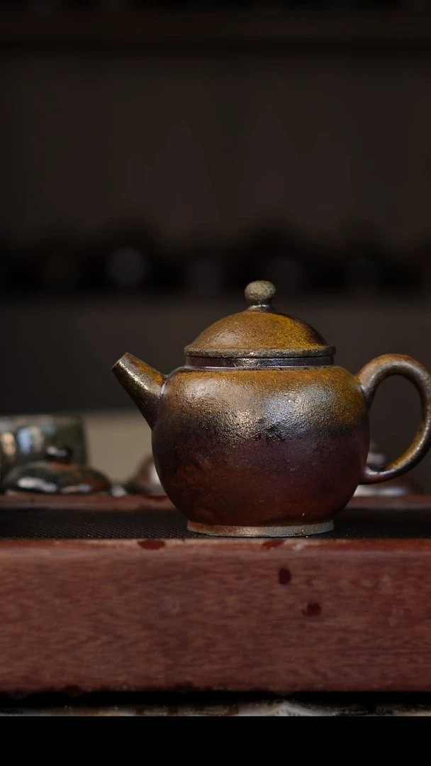 茶壶紫砂旭**升柴烧紫砂天青微瑕宫灯