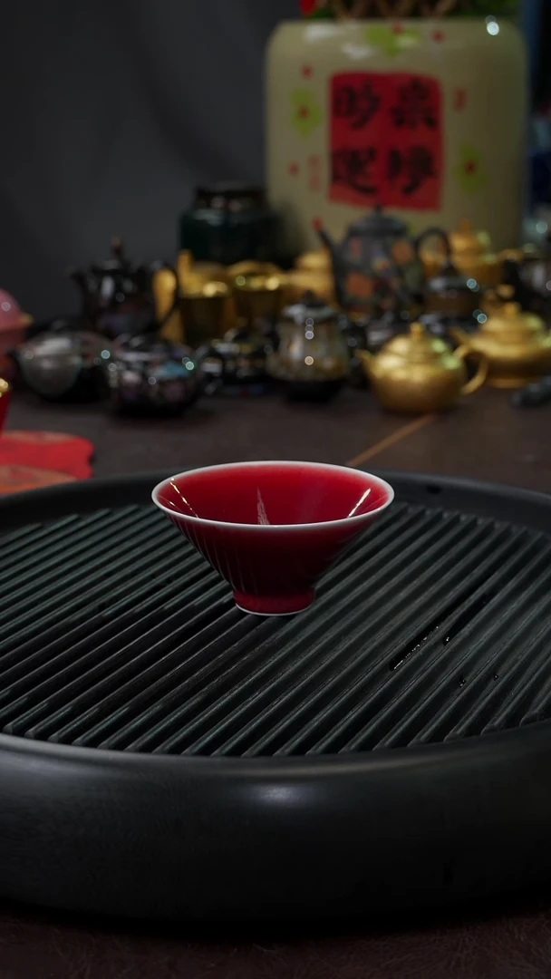 【闪购商品】杯【宜景窑郎红】斗笠杯