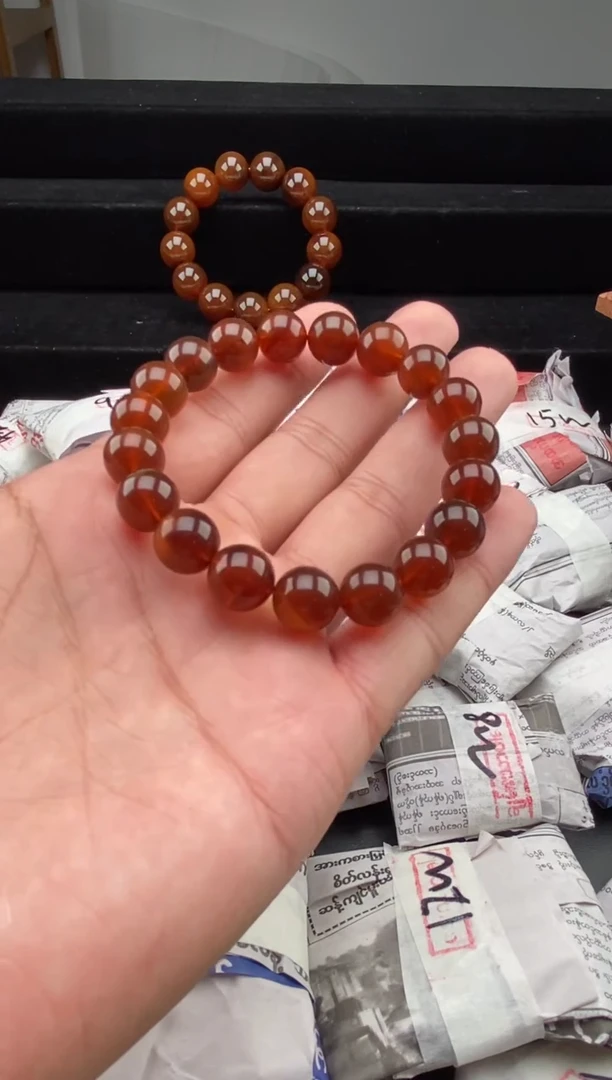 手链琥珀未镶嵌棕红珀手串