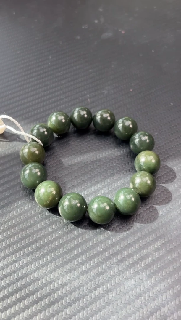 未镶嵌手串和田玉若羌微色差糖青黄口卡15手串