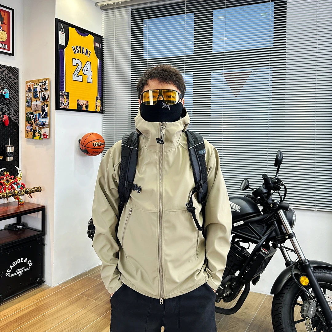 狠货！25ss秋季情侣款 男士连帽开衫外套防风防泼水户外长袖软壳衣