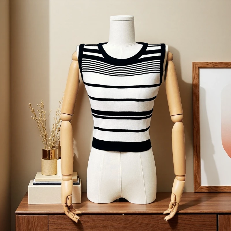 显瘦内搭条纹打底背心撞色针织夏季百搭外穿无袖吊带时尚女装上衣