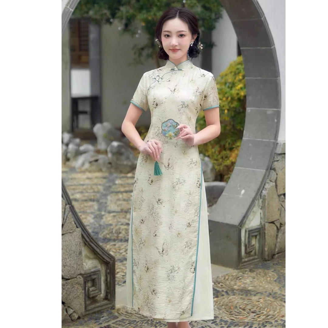 502-碎花 蝴蝶大奥戴 旗袍