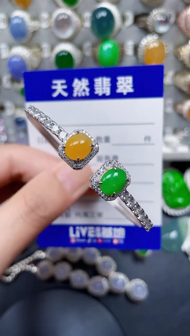 银S925镶嵌手镯翡翠393