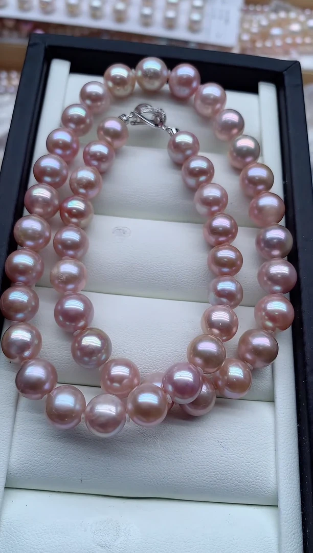 项链银S925镶嵌淡水珍珠，非无暇