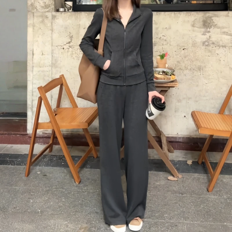 早秋时尚套装运动休闲高级感韩系穿搭气质简约风卫衣阔腿裤两件套