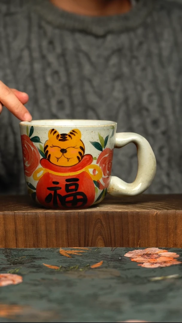 杯釉下彩手工手绘同款陶器