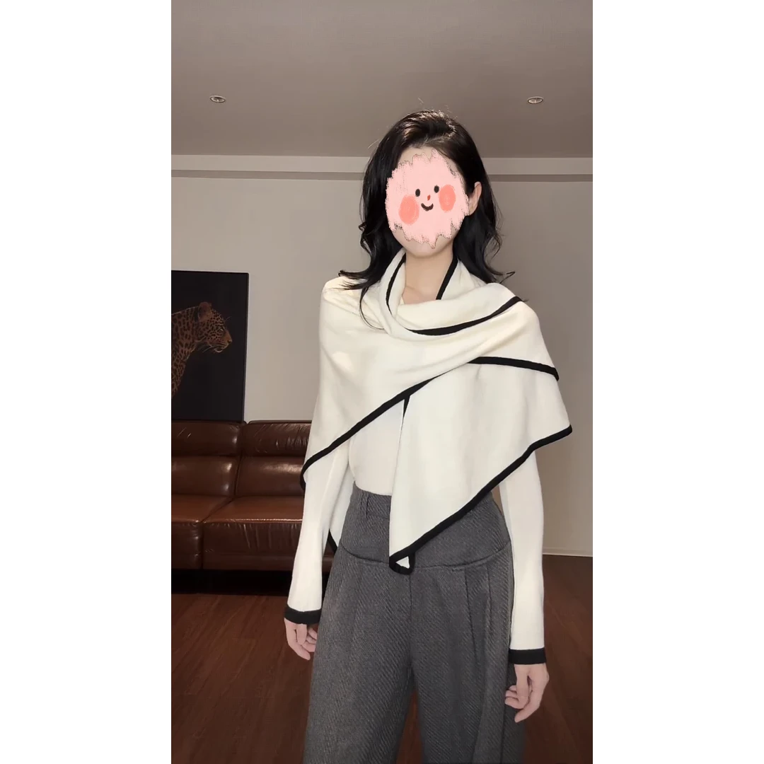 真两件三角披肩设计感针织衫 YSA89176