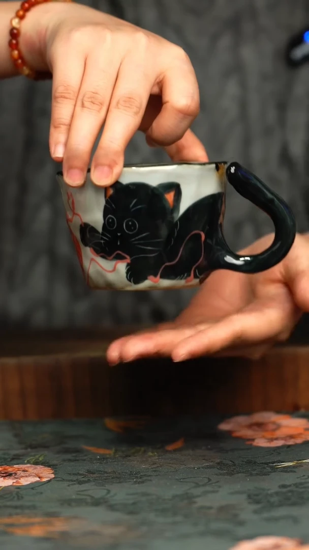 杯釉下彩手工手绘同款陶器