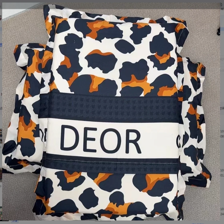 潮流款白豹纹花枕套（一对装）