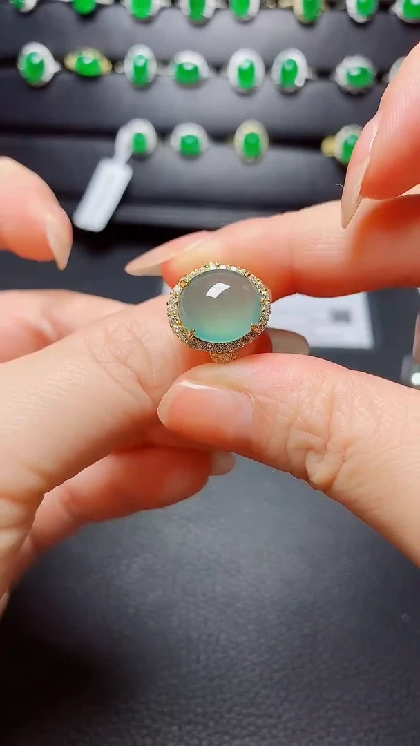 银S925镶嵌戒指翡翠天然翡翠A货s925银镶