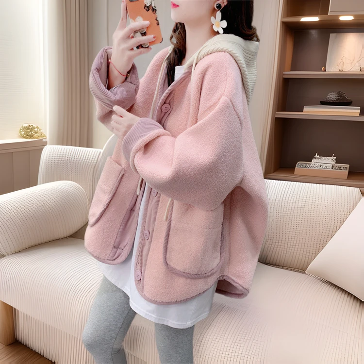 奶系穿搭小香风羊羔绒外套女2024冬季新款宽松加厚休闲高级感上衣