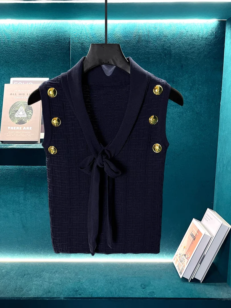 韩系小香风时尚女夏季2025新款小众设计感针织背