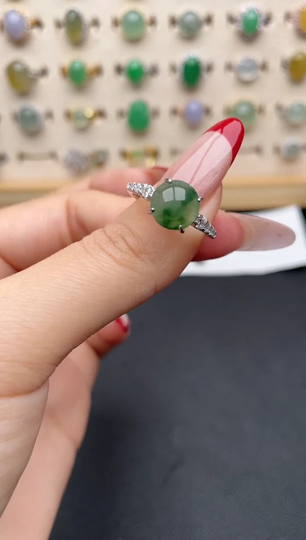 【闪购商品】翡翠戒指银S925镶嵌一物一证一礼盒