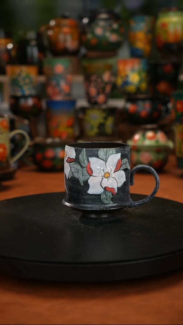 紫砂油画釉下彩手绘