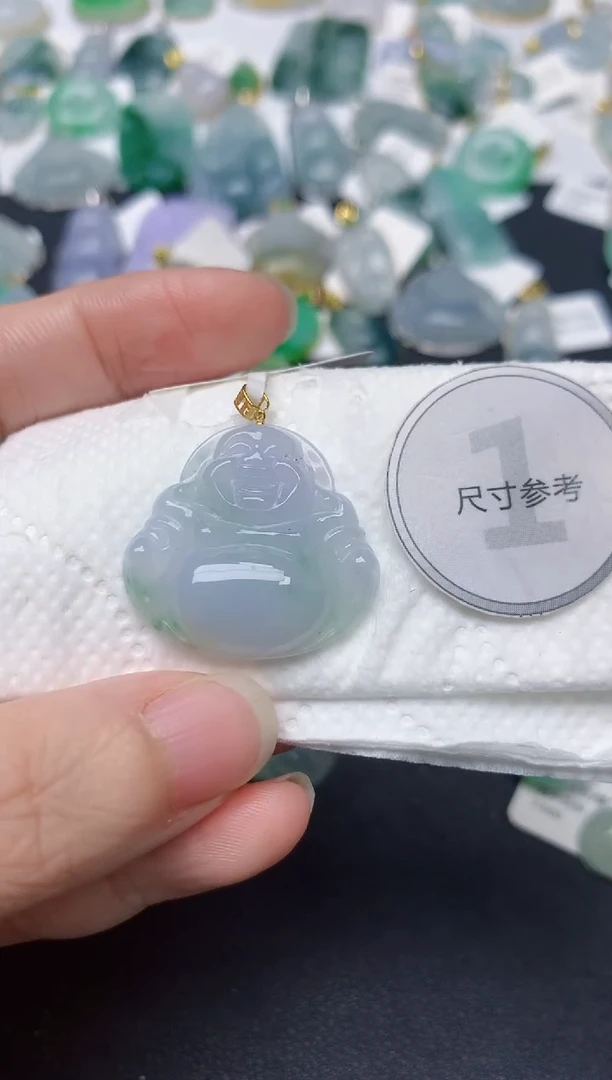 颈饰18K金镶嵌翡翠天然缅甸A货翡翠