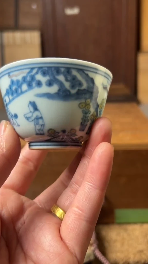 摆件瓷一只精致的人物杯