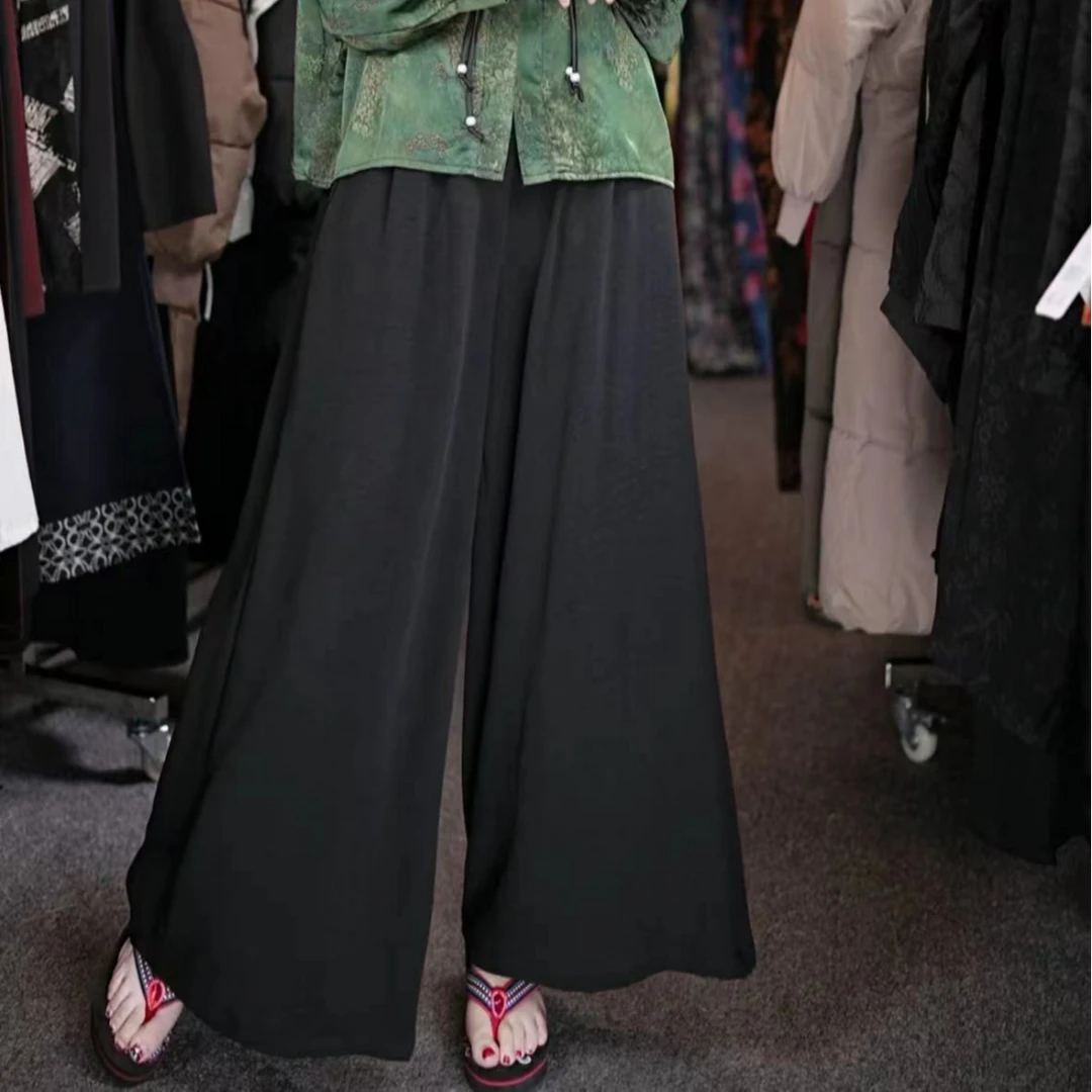 【LeiXiaoQi/雷小七】阔腿裤女新款黑色显瘦休闲裤洋气薄款宽松裤子