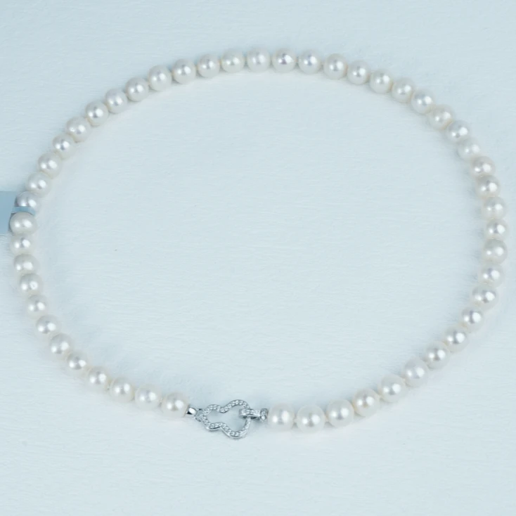 7.5-8.5mm冰月A419 无核S925银淡水珍珠项链冷白强光微瑕百搭