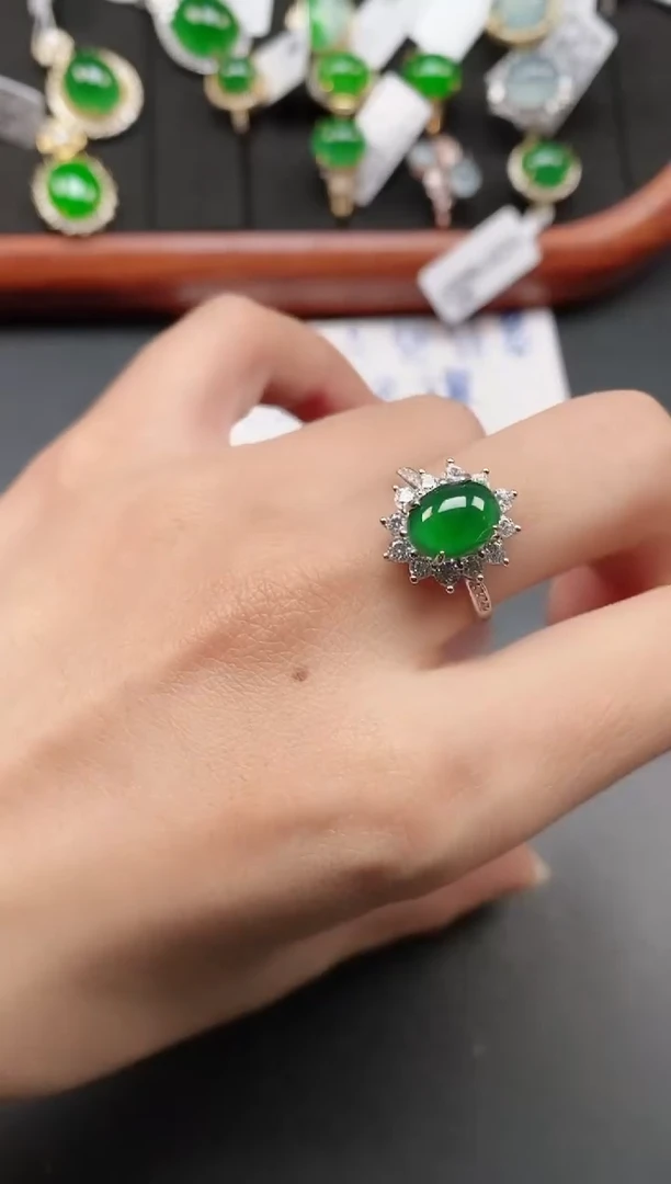 银S925镶嵌戒指翡翠111111