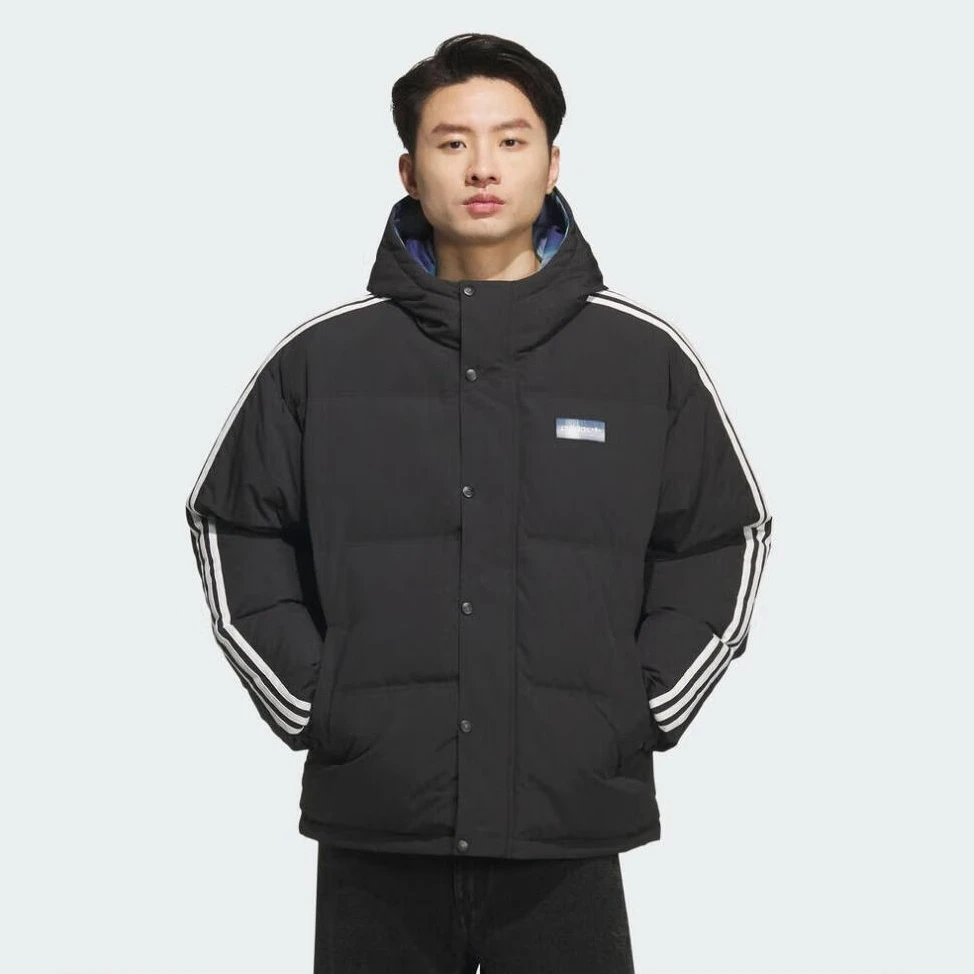 阿迪达斯/adidas男子复古街头风时尚双面穿休闲连帽羽绒服KF9277