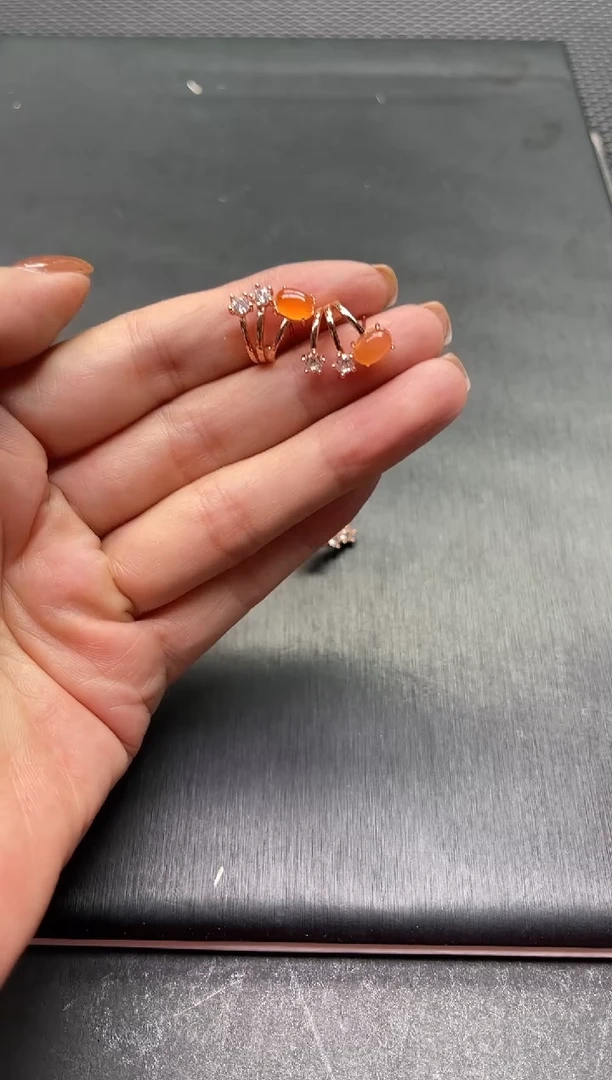 银S925镶嵌耳饰南红玛瑙多样性发1件