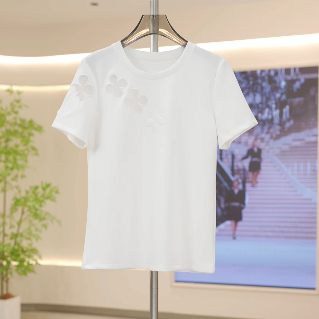 【幸运四叶草】夏季新款百搭显瘦女士T恤-T98137